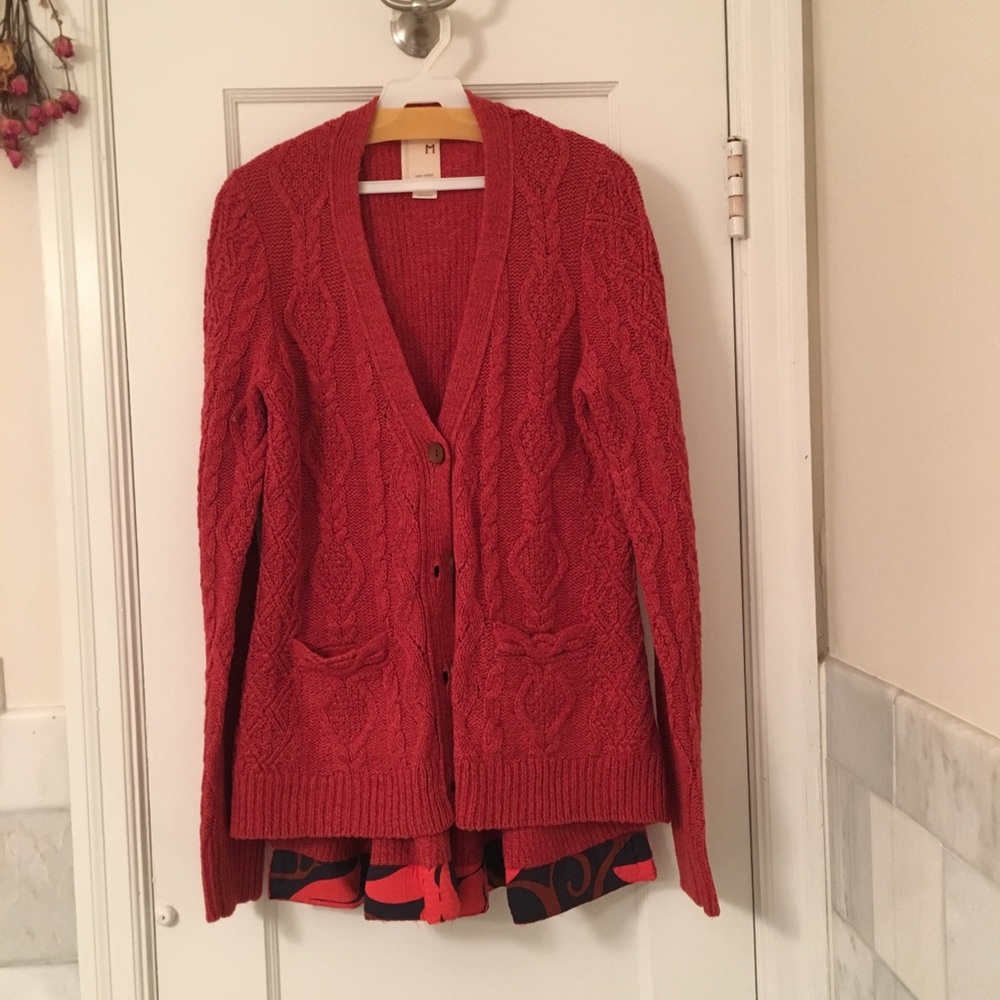 Anthro fisherman style cardi with droptail NWOT